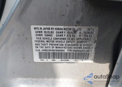 2012 Honda Fit from USA, damaged, VIN JHMGE8H36CS000928